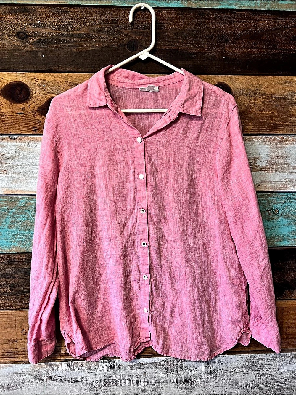 J. Jill 100% linen Button Down Shirt in Pink Size Medium
